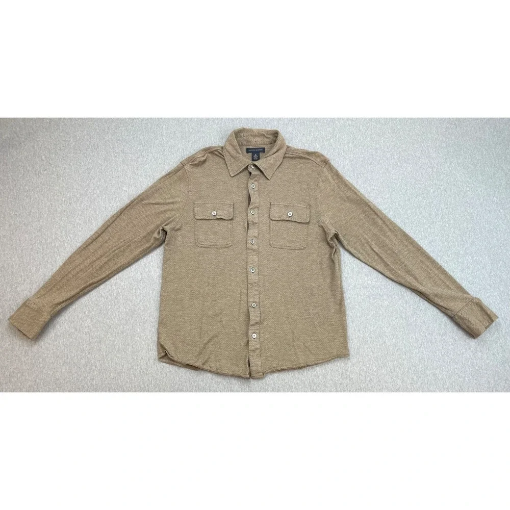 Banana Republic Shirt Mens Medium Brown 100% Cotton Pockets Button Up